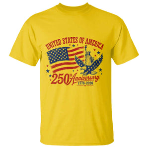 USA 250th Anniversary T Shirt Land Of The Free USA Patriotic 1776 2026 Statue Of Liberty Eagle Flag TS10 Daisy Print Your Wear
