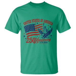 USA 250th Anniversary T Shirt Land Of The Free USA Patriotic 1776 2026 Statue Of Liberty Eagle Flag TS10 Irish Green Print Your Wear