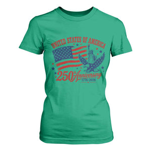 USA 250th Anniversary T Shirt For Women Land Of The Free USA Patriotic 1776 2026 Statue Of Liberty Eagle Flag TS10 Irish Green Print Your Wear