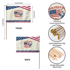 USA 250th Anniversary Patriotic Handheld Flag Land Of The Free USA Patriotic 1776 2026 Statue Of Liberty Eagle Flag TS10 Print Your Wear