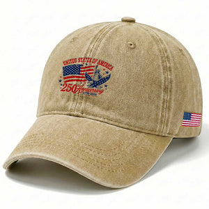 USA 250th Anniversary Washed Cotton Baseball Cap Land Of The Free USA Patriotic 1776 2026 Statue Of Liberty Eagle Flag TS10 Print Your Wear