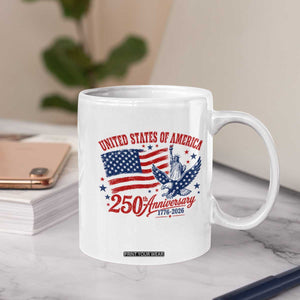 USA 250th Anniversary Coffee Mug Land Of The Free USA Patriotic 1776 2026 Statue Of Liberty Eagle Flag TS10 Print Your Wear