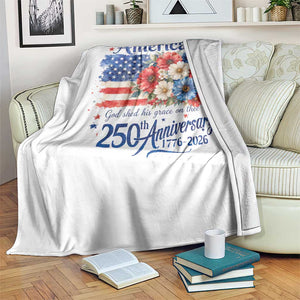 God 250th Anniversary USA Flag Floral Throw Blanket Patriotic Freedom 4th of July 250 Years America TS10 Print Your Wear