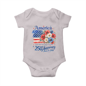 God 250th Anniversary USA Flag Floral Baby Onesie Patriotic Freedom 4th of July 250 Years America TS10 Ice Gray Print Your Wear
