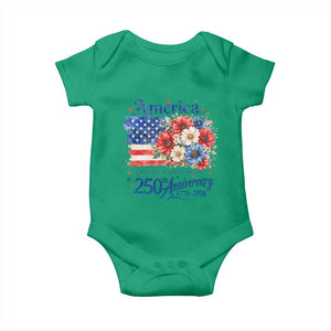 God 250th Anniversary USA Flag Floral Baby Onesie Patriotic Freedom 4th of July 250 Years America TS10 Irish Green Print Your Wear