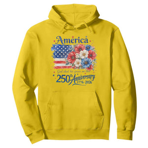 God 250th Anniversary USA Flag Floral Hoodie Patriotic Freedom 4th of July 250 Years America TS10 Daisy Print Your Wear