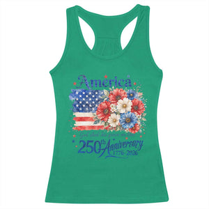 God 250th Anniversary USA Flag Floral Racerback Tank Top Patriotic Freedom 4th of July 250 Years America TS10 Irish Green Print Your Wear