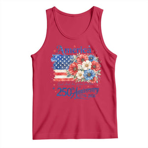 God 250th Anniversary USA Flag Floral Tank Top Patriotic Freedom 4th of July 250 Years America TS10 Red Print Your Wear