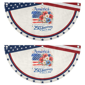 God 250th Anniversary USA Flag Floral Patriotic Fan Flag Freedom 4th of July 250 Years America