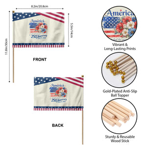 God 250th Anniversary USA Flag Floral Patriotic Handheld Flag Patriotic Freedom 4th of July 250 Years America TS10 Print Your Wear