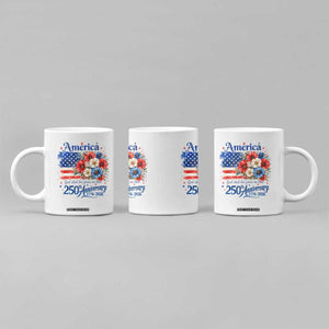 God 250th Anniversary USA Flag Floral Coffee Mug Patriotic Freedom 4th of July 250 Years America TS10 Print Your Wear