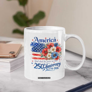 God 250th Anniversary USA Flag Floral Coffee Mug Patriotic Freedom 4th of July 250 Years America TS10 Print Your Wear