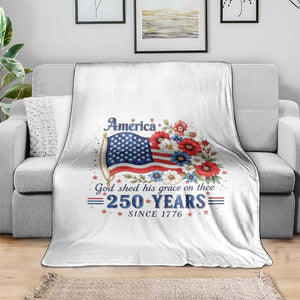 USA 250th Anniversary Flag Floral Graphic Throw Blanket 250 Years America Patriot 4th of July Patriotism Gift TS10 Print Your Wear