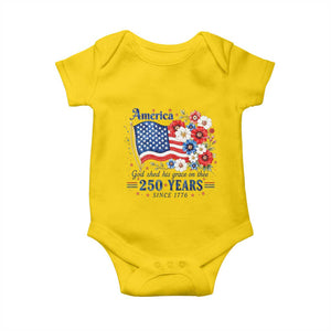 USA 250th Anniversary Flag Floral Graphic Baby Onesie 250 Years America Patriot 4th of July Patriotism Gift TS10 Daisy Print Your Wear