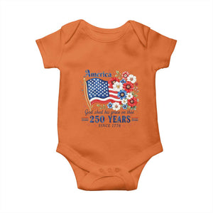 USA 250th Anniversary Flag Floral Graphic Baby Onesie 250 Years America Patriot 4th of July Patriotism Gift TS10 Orange Print Your Wear