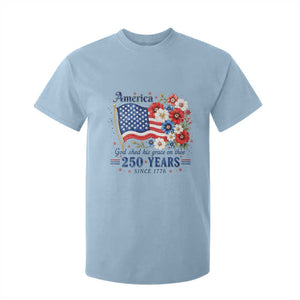 USA 250th Anniversary Flag Floral Graphic T Shirt For Kid 250 Years America Patriot 4th of July Patriotism Gift TS10 Light Blue Print Your Wear