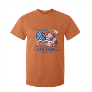 USA 250th Anniversary Flag Floral Graphic T Shirt For Kid 250 Years America Patriot 4th of July Patriotism Gift TS10 Orange Print Your Wear