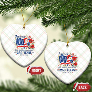 USA 250th Anniversary Flag Floral Graphic Ceramic Ornament 250 Years America Patriot 4th of July Patriotism Gift TS10 Print Your Wear