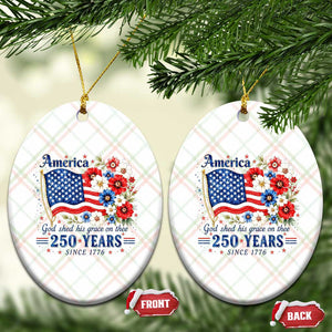 USA 250th Anniversary Flag Floral Graphic Ceramic Ornament 250 Years America Patriot 4th of July Patriotism Gift TS10 Print Your Wear