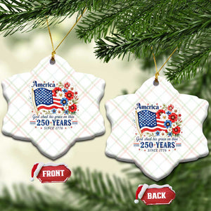 USA 250th Anniversary Flag Floral Graphic Ceramic Ornament 250 Years America Patriot 4th of July Patriotism Gift TS10 Print Your Wear