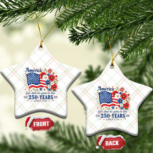 USA 250th Anniversary Flag Floral Graphic Ceramic Ornament 250 Years America Patriot 4th of July Patriotism Gift TS10 Print Your Wear