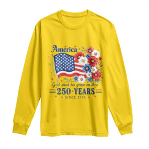 USA 250th Anniversary Flag Floral Graphic Long Sleeve Shirt 250 Years America Patriot 4th of July Patriotism Gift TS10 Daisy Print Your Wear