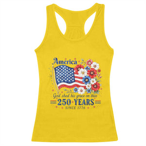 USA 250th Anniversary Flag Floral Graphic Racerback Tank Top 250 Years America Patriot 4th of July Patriotism Gift TS10 Daisy Print Your Wear
