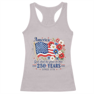 USA 250th Anniversary Flag Floral Graphic Racerback Tank Top 250 Years America Patriot 4th of July Patriotism Gift TS10 Ice Gray Print Your Wear