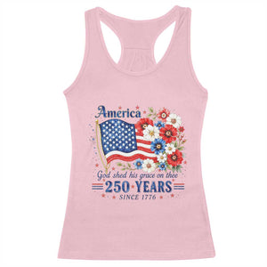 USA 250th Anniversary Flag Floral Graphic Racerback Tank Top 250 Years America Patriot 4th of July Patriotism Gift TS10 Light Pink Print Your Wear
