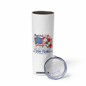 USA 250th Anniversary Flag Floral Graphic Skinny Tumbler 250 Years America Patriot 4th of July Patriotism Gift TS10 Print Your Wear