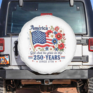 USA 250th Anniversary Flag Floral Graphic Spare Tire Cover 250 Years America Patriot 4th of July Patriotism Gift TS10 No hole White Print Your Wear