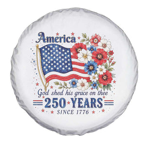 USA 250th Anniversary Flag Floral Graphic Spare Tire Cover 250 Years America Patriot 4th of July Patriotism Gift TS10 Print Your Wear