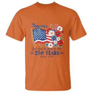USA 250th Anniversary Flag Floral Graphic T Shirt 250 Years America Patriot 4th of July Patriotism Gift TS10 Orange Print Your Wear