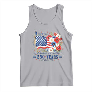 USA 250th Anniversary Flag Floral Graphic Tank Top 250 Years America Patriot 4th of July Patriotism Gift TS10 Athletic Heather Print Your Wear