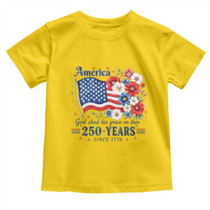 USA 250th Anniversary Flag Floral Graphic Toddler T Shirt 250 Years America Patriot 4th of July Patriotism Gift TS10 Daisy Print Your Wear
