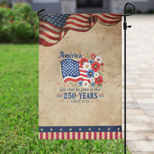 USA 250th Anniversary Flag Floral Graphic Patriotic Garden Flag 250 Years America Patriot 4th of July Patriotism Gift TS10 Vintage Rustic Tan Navy Print Your Wear