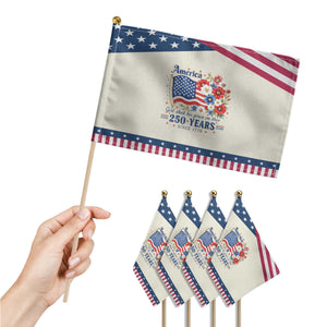 USA 250th Anniversary Flag Floral Graphic Patriotic Handheld Flag 250 Years America Patriot 4th of July Patriotism Gift TS10 Print Your Wear