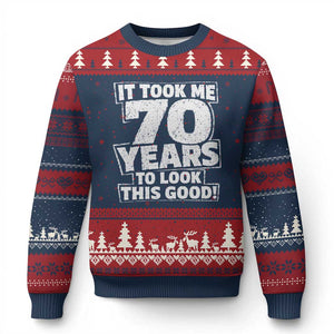 Funny 70th Birthday Ugly Christmas Sweater It Took Me 70 Years To Look This Good Vintage Retro