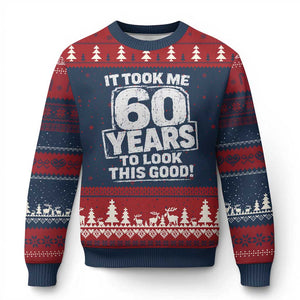 Funny 60th Birthday Ugly Christmas Sweater It Took Me 60 Years To Look This Good Vintage Retro
