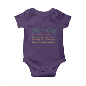 Funny Retired Baby Onesie Blursday Retirement Definition Gag Gifts TS10 Purple Print Your Wear