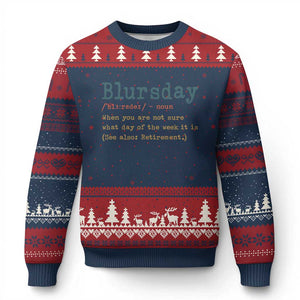 Funny Retired Ugly Christmas Sweater Blursday Retirement Definition Gag Gifts TS10 Navy Red Print Your Wear