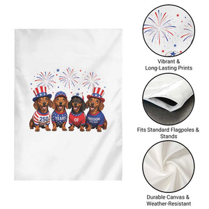 Vintage Patriotic Dachshund 250 Anniversary USA Garden Flag Freedom 250 Years Weiner Dog Lovers Dad Mom