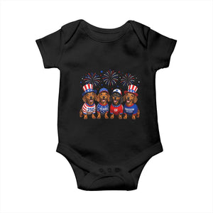 Vintage Patriotic Dachshund 250 Anniversary USA Baby Onesie Freedom 250 Years Weiner Dog Lovers Dad Mom
