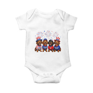 Vintage Patriotic Dachshund 250 Anniversary USA Baby Onesie Freedom 250 Years Weiner Dog Lovers Dad Mom