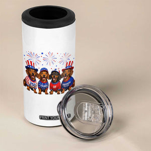 Vintage Patriotic Dachshund 250 Anniversary USA 4 in 1 Can Cooler Tumbler Freedom 250 Years Weiner Dog Lovers Dad Mom