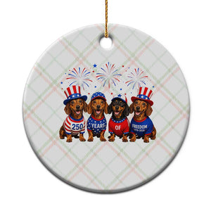 Vintage Patriotic Dachshund 250 Anniversary USA Ceramic Ornament Freedom 250 Years Weiner Dog Lovers Dad Mom