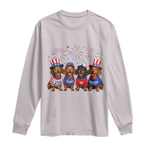Vintage Patriotic Dachshund 250 Anniversary USA Long Sleeve Shirt Freedom 250 Years Weiner Dog Lovers Dad Mom
