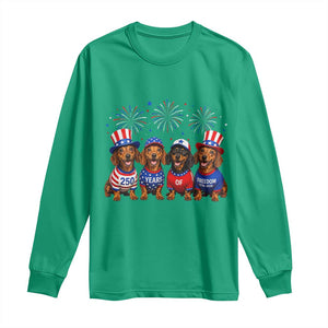 Vintage Patriotic Dachshund 250 Anniversary USA Long Sleeve Shirt Freedom 250 Years Weiner Dog Lovers Dad Mom