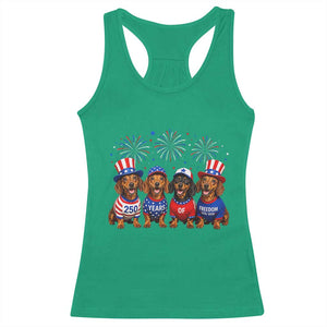 Vintage Patriotic Dachshund 250 Anniversary USA Racerback Tank Top Freedom 250 Years Weiner Dog Lovers Dad Mom