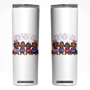 Vintage Patriotic Dachshund 250 Anniversary USA Skinny Tumbler Freedom 250 Years Weiner Dog Lovers Dad Mom